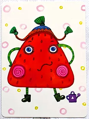赤いおにぎり型のキャラクター｜ナンジャモンジャシロのカード